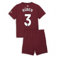 Camisa de Futebol Manchester City Ruben Dias #3 Equipamento Alternativo Infantil 2024-25 Manga Curta (+ Calças curtas)